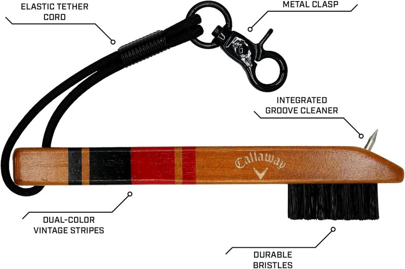 Callaway Heritage Wood Golf Club Brush with Groove Cleaner - Image 2